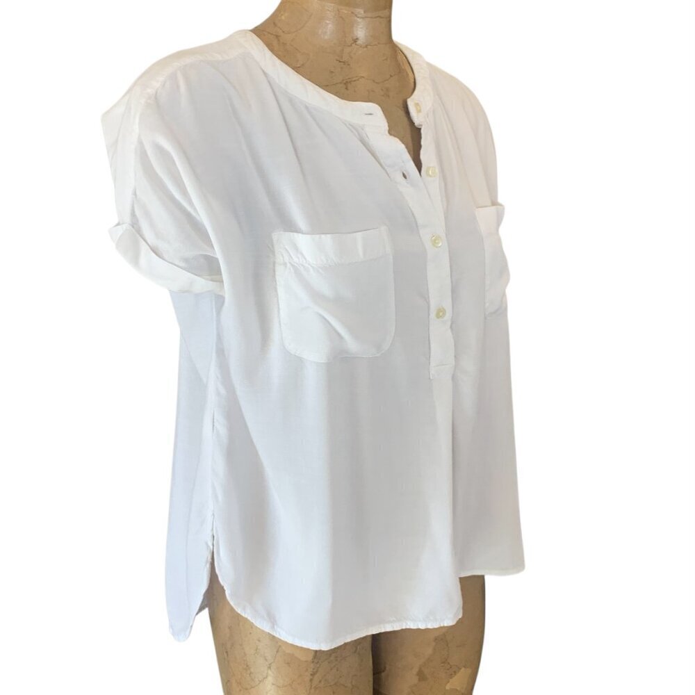 Ann Taylor LOFT Dolman Henley Everyday Shirt Sz M White #338C
